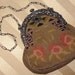 Vintage 1800s VICTORIAN Wool Petit Point Needlepoint CHATELAINE PURSE w Silver Floral Frame & Link Chain..Steampunk Gothic Edwardian