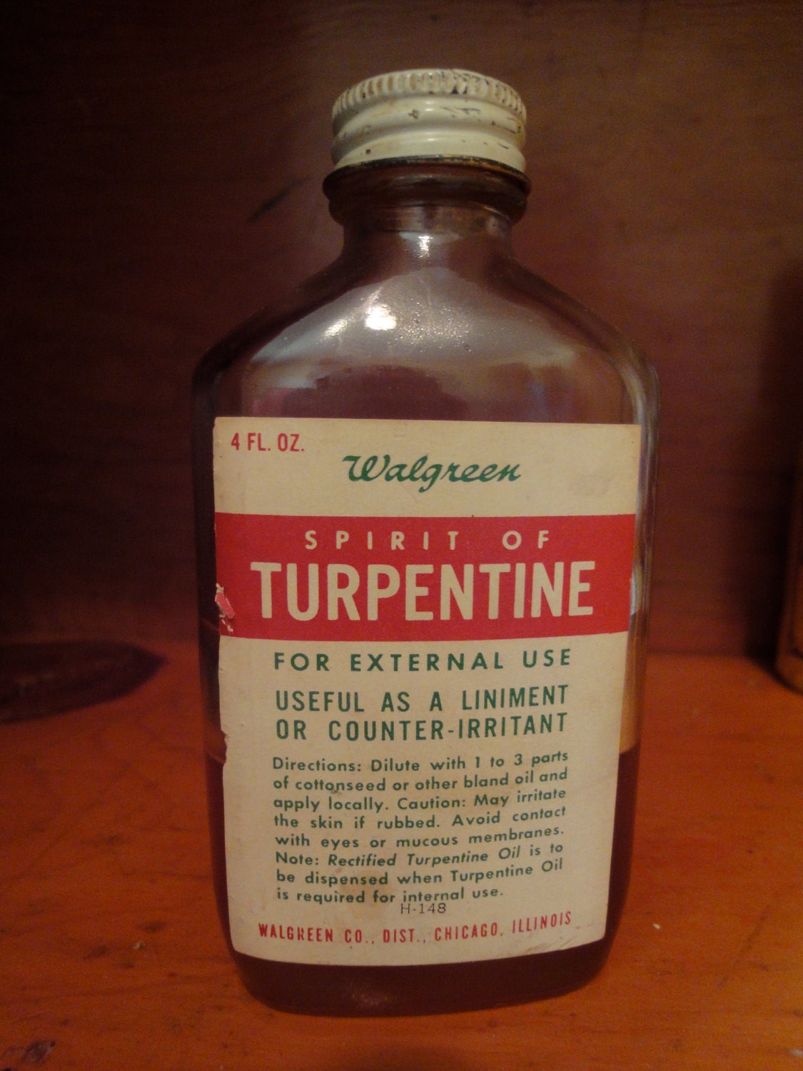 Vintage Walgreens Bottles Turpentine and Oil of Wintergreen