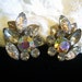 Vintage Judy Lee AB Rhinestone and Art Glass Navette Earrings