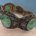 RESERVED FOR Jane Vintage Chinese Carved Jade Bracelet Enamel Filigree Silver