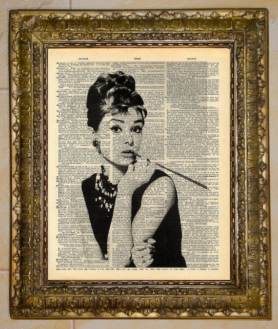 Audrey Hepburn Dictionary Art from at the drive in on etsy, decorating your first college dorm or apartment, back to school, decor for university dormitory