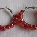 Hoops Earrings Red faceted crystal woven with metal wire
