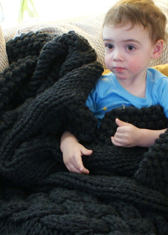 DIY Knitting PATTERN Throw Blanket / Rug Super Chunky Double