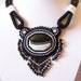 Reserved listing for Margery, Day and Night - Bead Embroidery Necklace with Agate