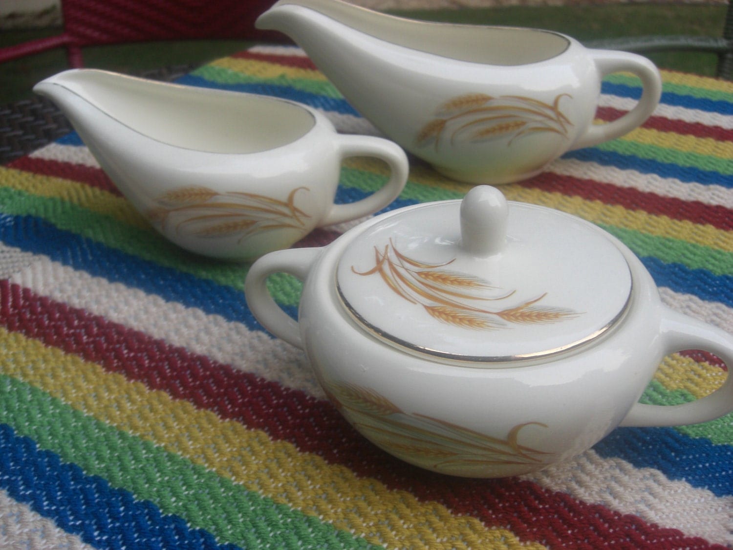 Homer Laughlin Duz Detergent Golden Wheat Vintage Creamer and Sugar