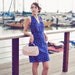 Effortless chic summer dress - 100% cotton dress in blue with white anchor print w/ belt