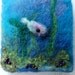 Hand felted miniature picture, set on a card 'underwater fish'