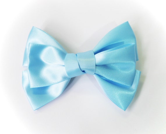 SALE 50% OFF Large Light Blue Satin Ribbon Bow Hair by lintoon