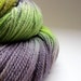 Hand dyed merino knitting sock wool / yarn plum, lilac purples, lime and yellow greens -2ply sport / sock weight -approx 375 meters