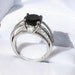 Black Spinel & White Cz Bridge Over Water Ring