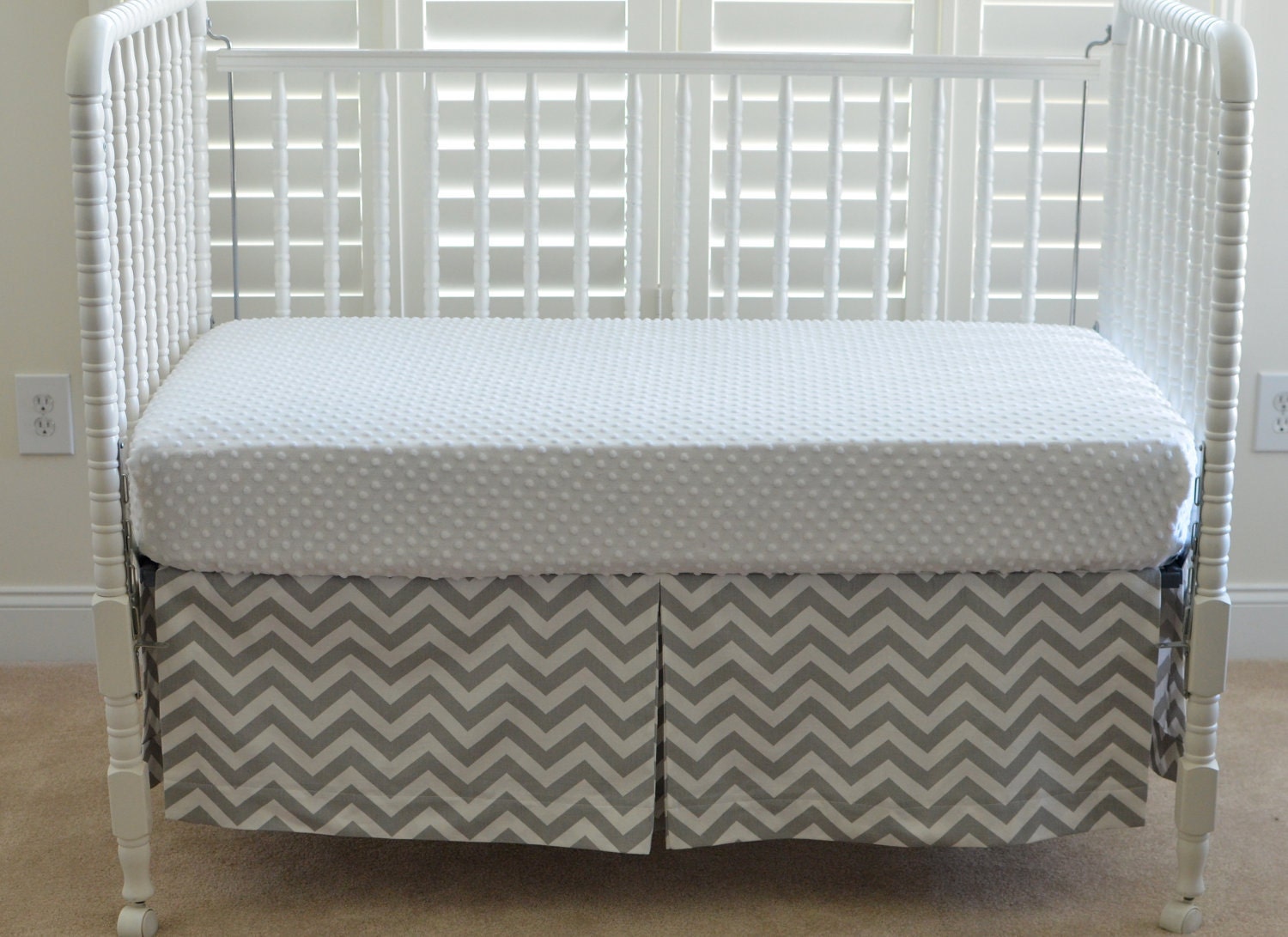 Ready to Ship Gray Chevron Crib Skirt