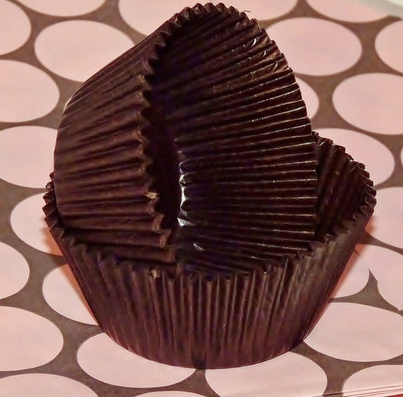 PAPER Cupcake Liners -Lola's Chocolate BROWN 48 Paper Cups - Instant party cupcake attire , Birthday , Surprise , PAPER Liners treats Il_570xn