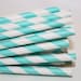 75 Aqua Striped Paper Straws, Party, Wedding, Baby, Events