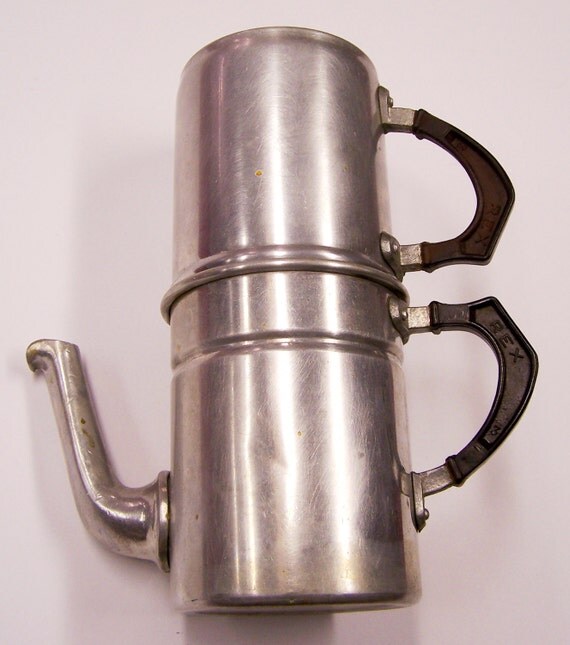 Vintage 1950s topdrip doublepot aluminum coffee maker