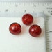 3 Handblown Round Glass Beads - 15mm - Red With Black Pinstripes