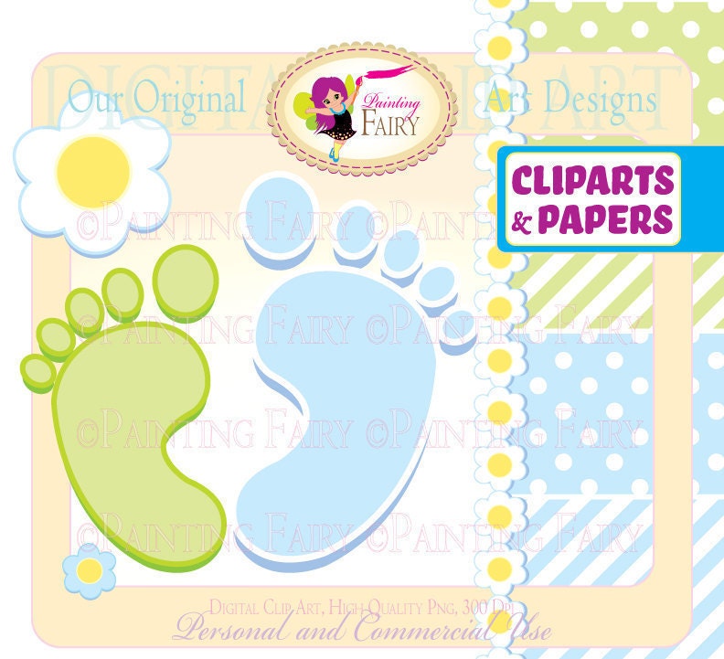free baby boy footprints clip art - photo #32