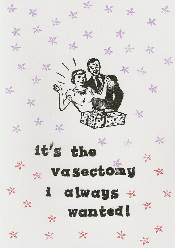 Items similar to Funny vasectomy handstamped greeting card on Etsy