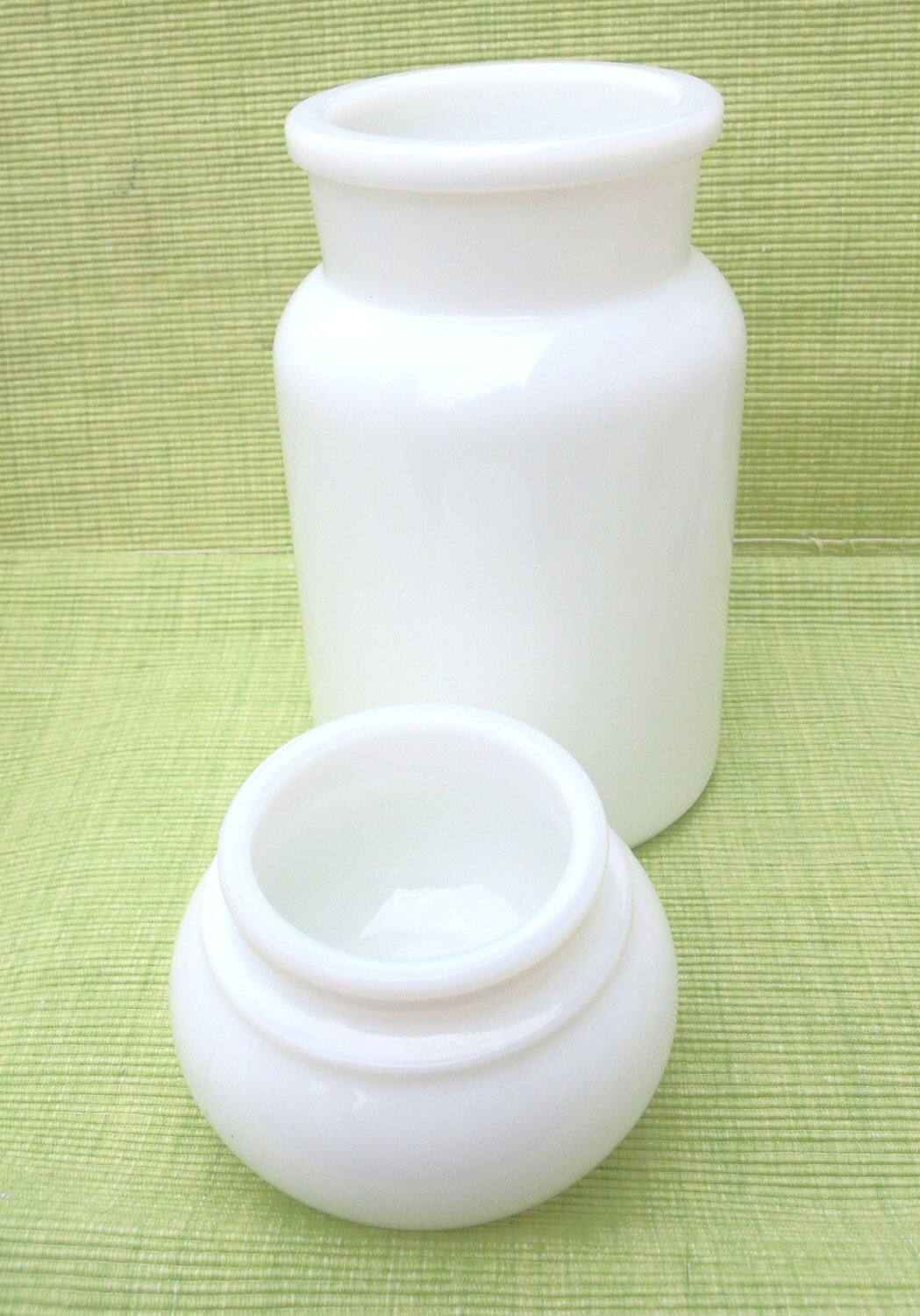 Milk Glass Jar with Lid Made in Belgium
