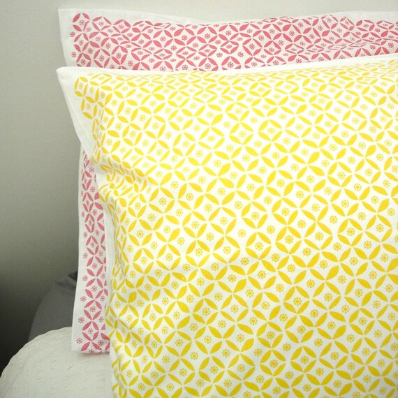 Items similar to 1 hand printed cotton pillow case on Etsy