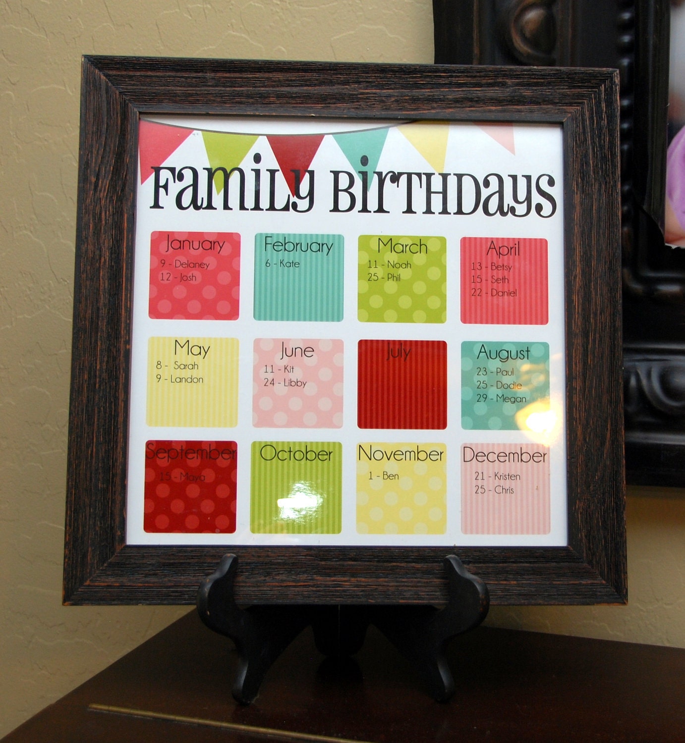 Family Birthday Calendar Digital copy you print in Ice