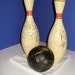 Reserved fo Mccarignan Set of 2 Vintage Bowling Pins and Ball