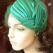 Vintage Netted Pillbox Fascinator Teal Green Satin Knotted Specialty Hat