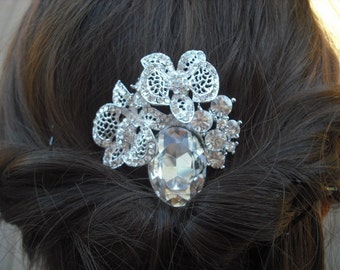 Jocelyn Collection Art Deco Rhinestone With Pearl Hair Comb