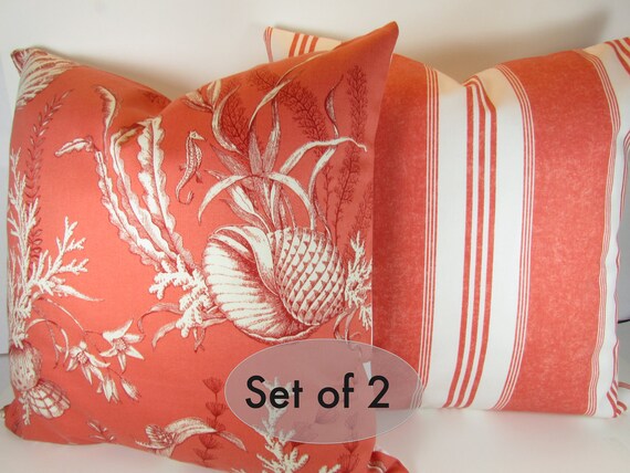 Items Similar To THROW PILLOWS SET Of 2 Coral Beach 12x16 16x20   Il 570xN.334487942 