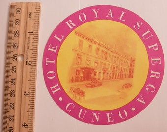 Vintage Hotel Royal Superga Cuneo Italian Travel Tag or Label