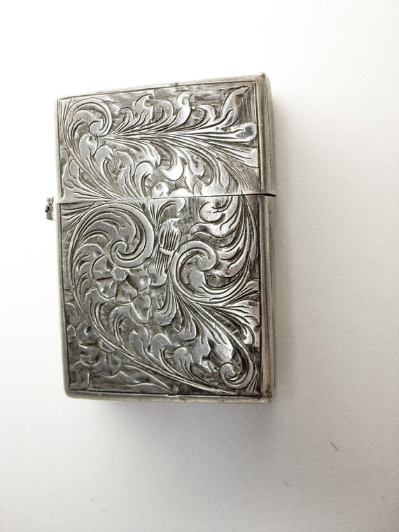 Vintage Sterling Silver Chased Zippo Lighter