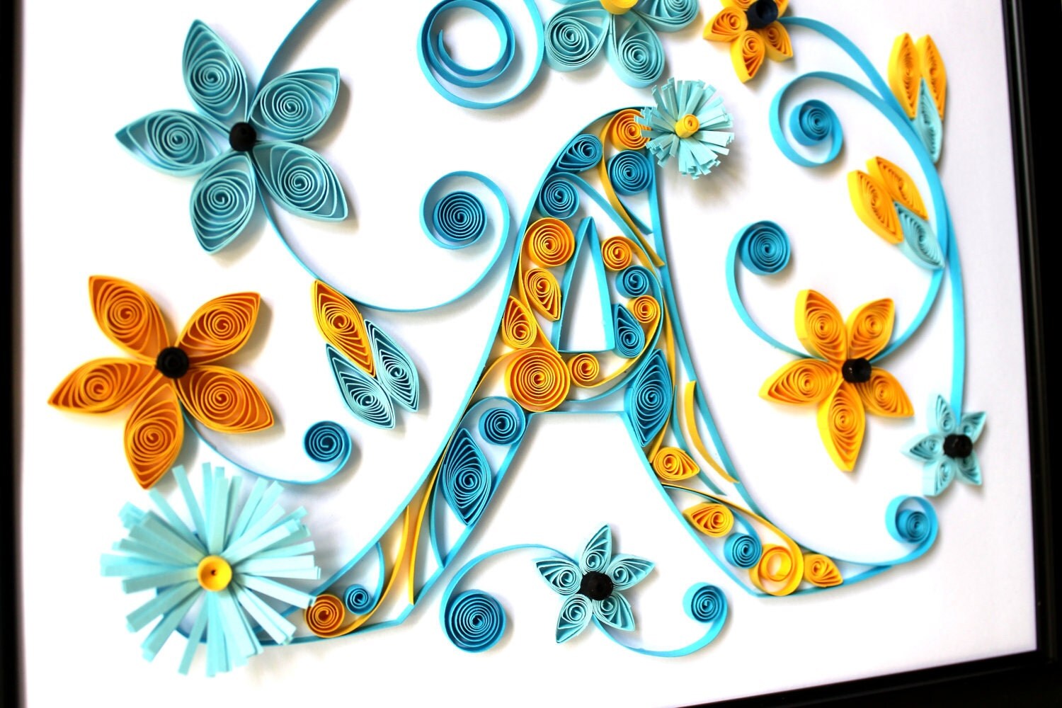 Paper Quilled Monogram Letter A OOAK Handmade Original