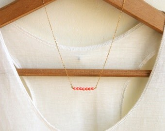 Pink coral necklace, Gold necklace, charm necklace, 14 karat gold filled, coral, bridesmaid necklace, wedding, everyday