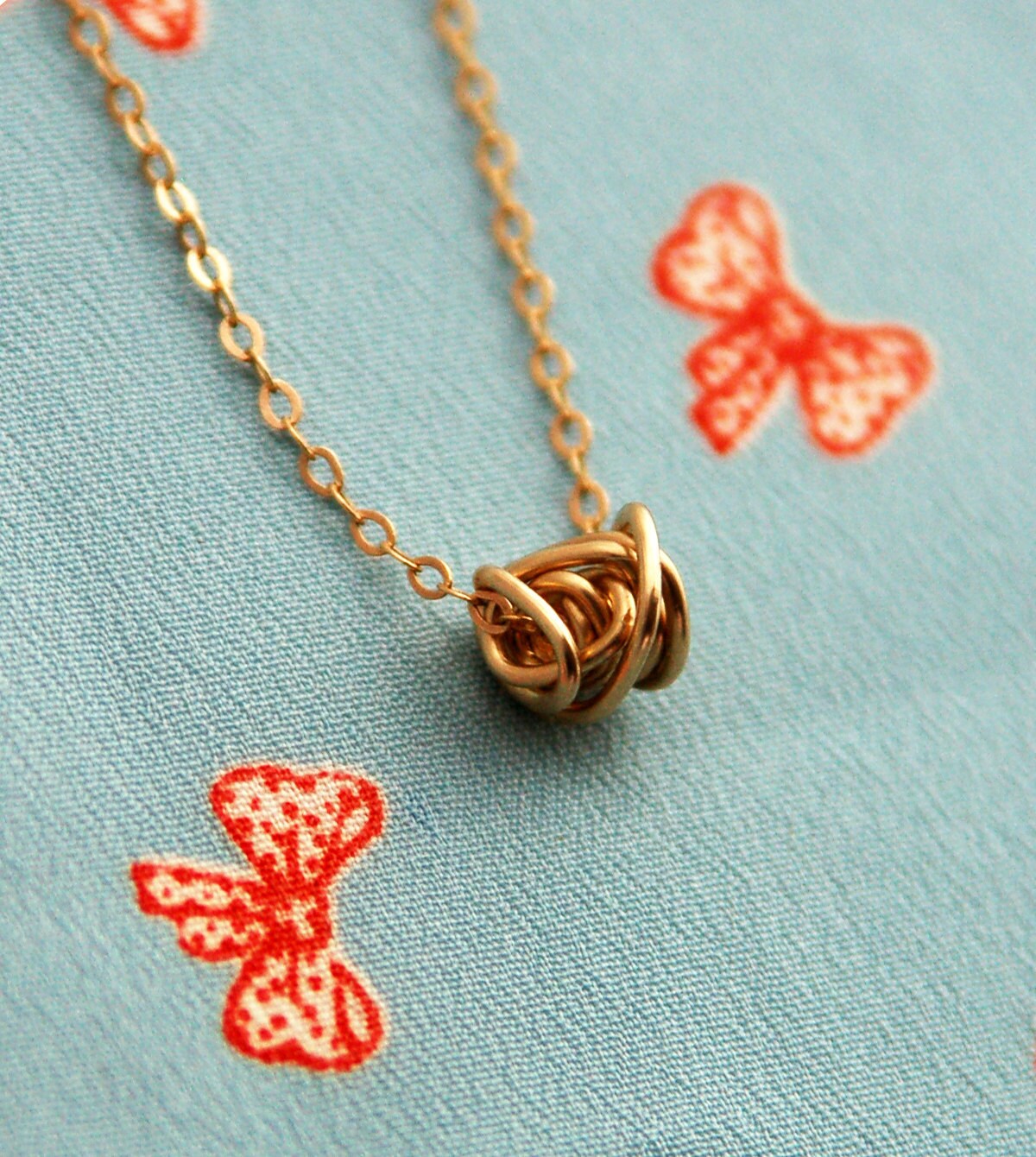 Knot gold necklace simple necklace gold knot pendant