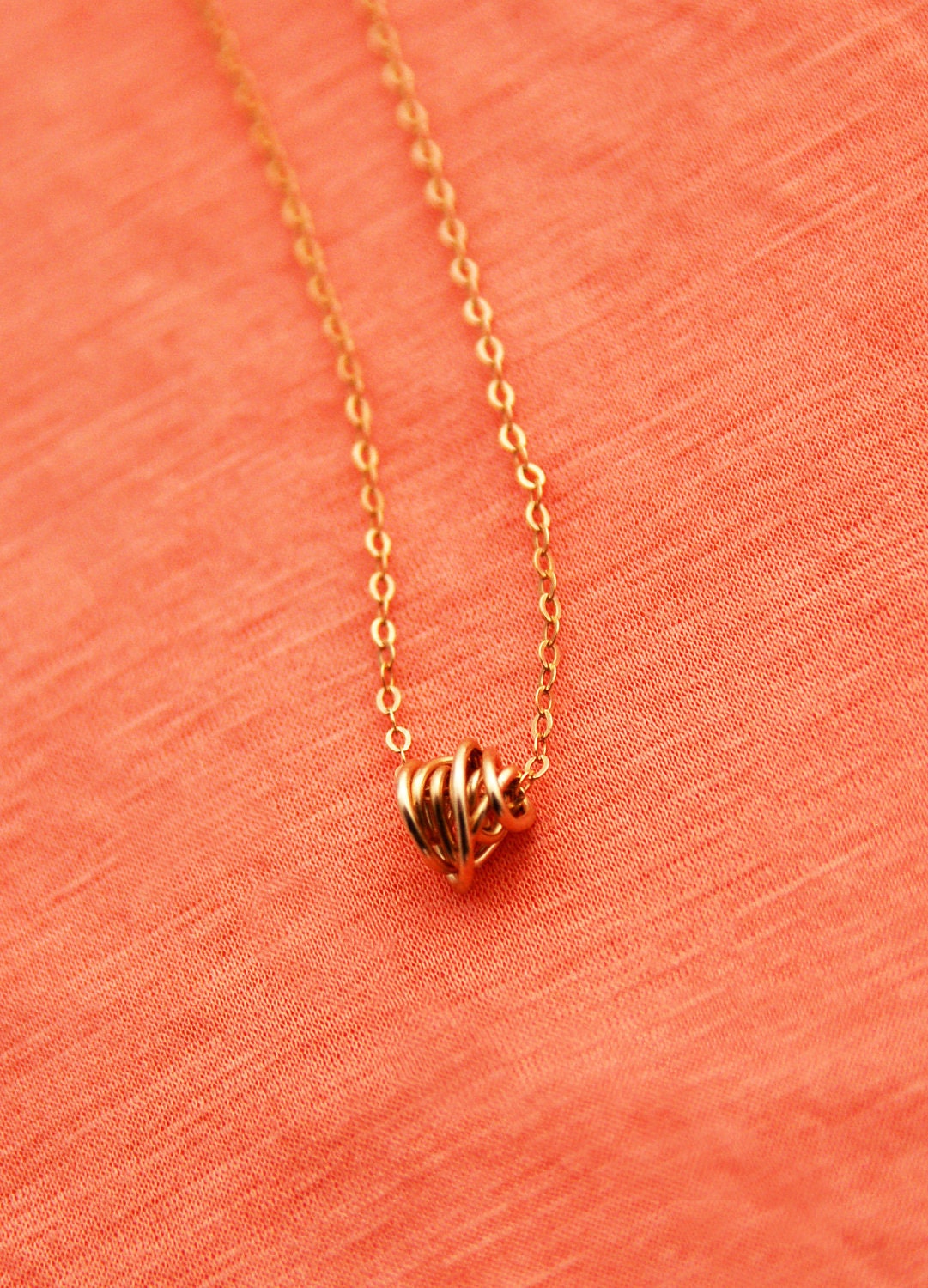Knot gold necklace simple necklace gold knot pendant by AAprill