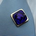 Fused glass dichroic tie tac - blue square tie pin