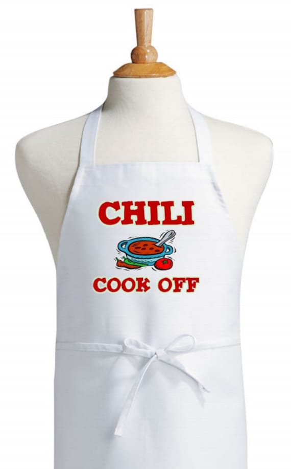 White Bib Chili Cook Off Chef Aprons Novelty Kitchen Apron