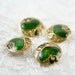 Vintage Buttons - Lot of 4 Antique Gold, Green Heart Metal 20mm for Jewelry Supplies, Scrapbooking, Sewing