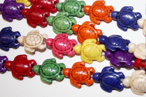 Multi color 18mm Sea Turtle Beads 15.5 inch by sedonastonesllc