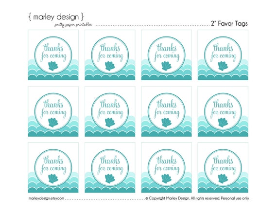 mermaid party favor tags mermaid birthday printables thank you