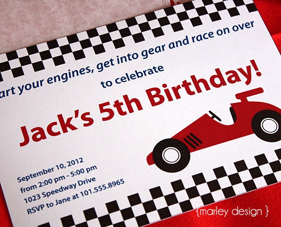 Printable Race Car Party Invitation Race Car Invitation Car