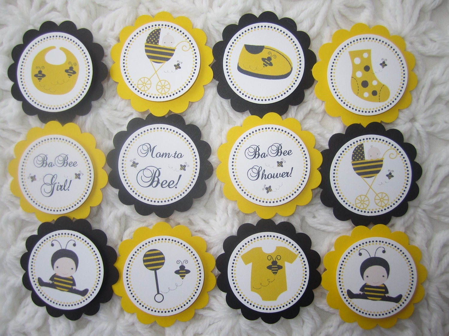 Bee Toppers Baby Shower Cupcake Toppers Party Tags BaBee