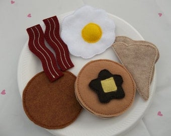 Felt Food - 10 piece Breakfast Platter with Pancakes Felt Play Food Set