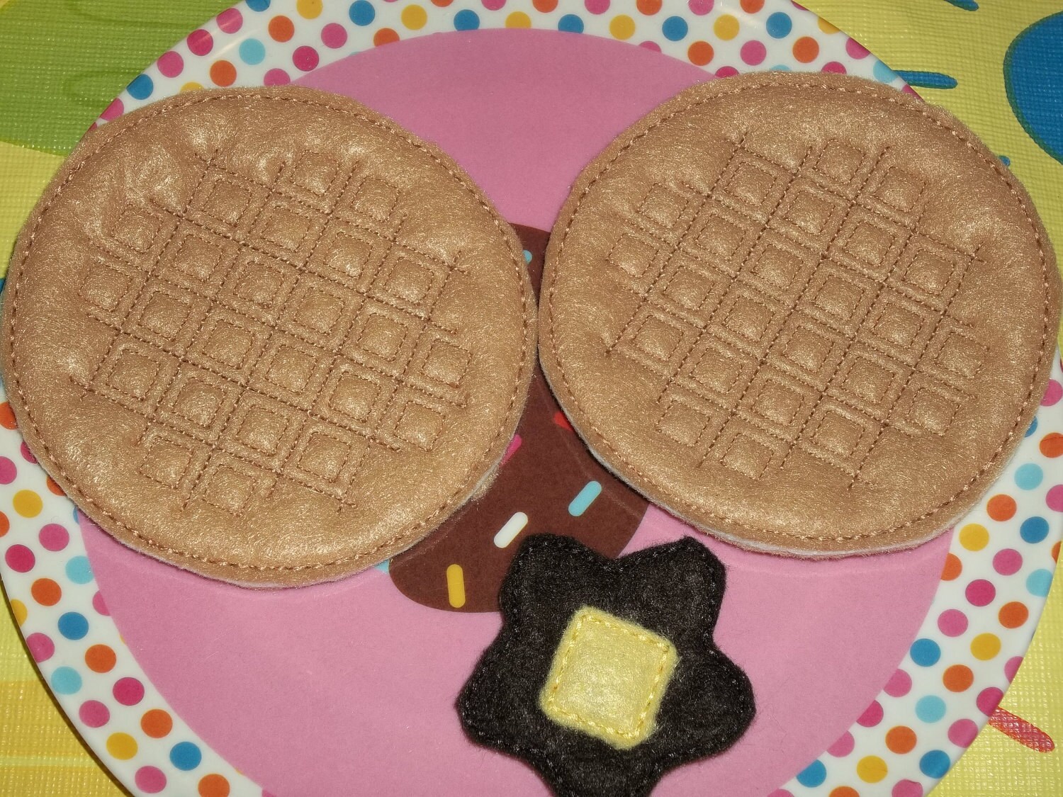 Felt Food 2 Waffles with Syrup & Butter Felt Play Food Set