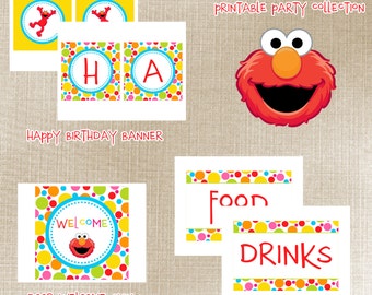 Items similar to D. I. Y. Elmo Printable Party Circles on Etsy