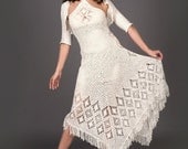 White exclusive crochet dress with crochet bolero top