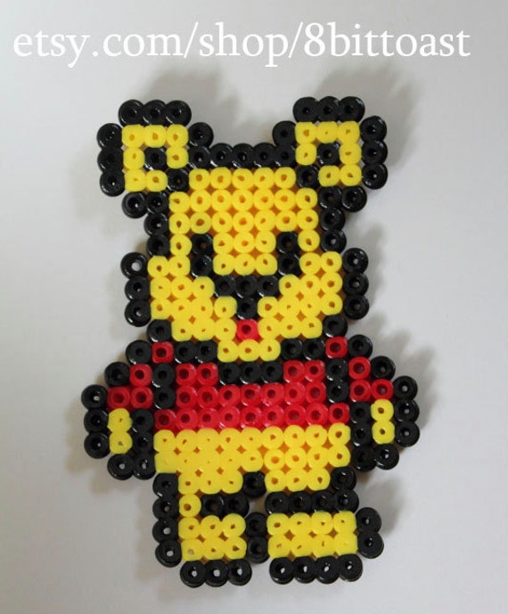 Winnie the Pooh Perler Beads keychain magnet or by 8bittoast