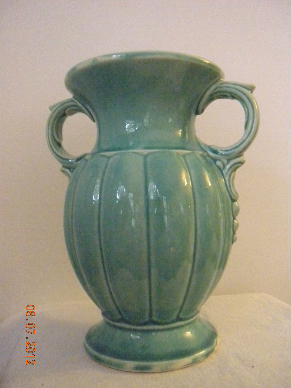 Vintage McCoy Aqua Vase..12 1941 by MinniPicker on Etsy