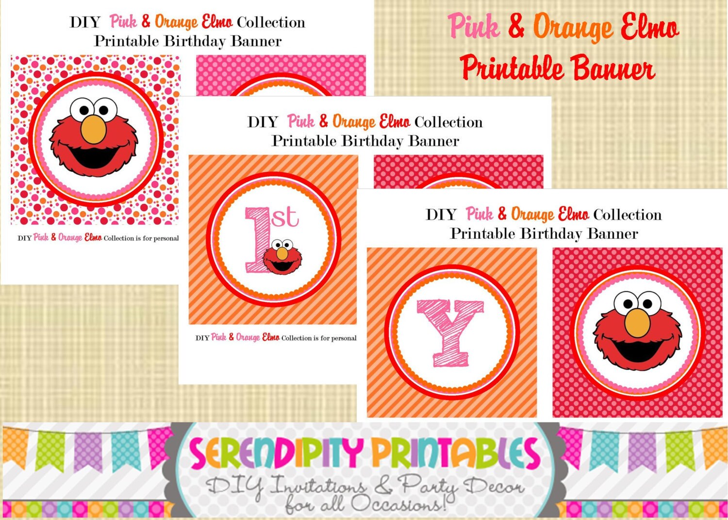 Girly Elmo Printable Birthday Banner