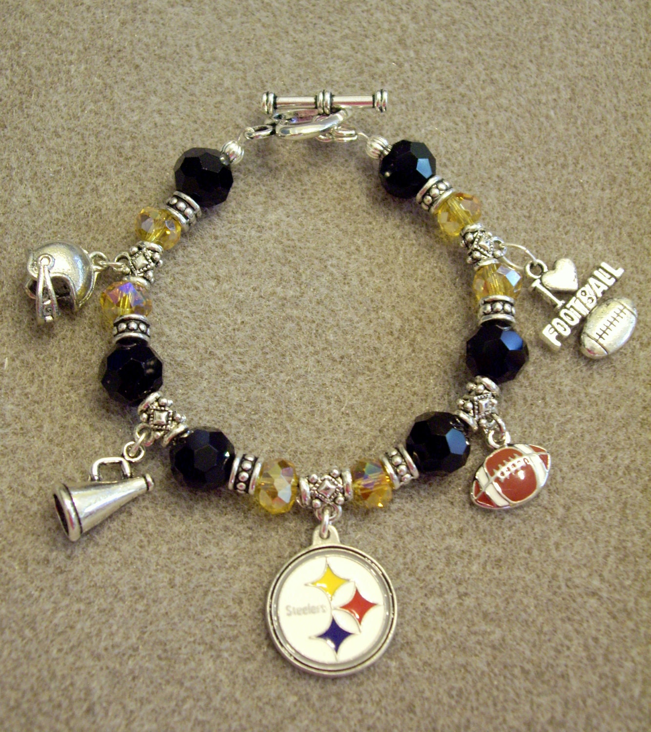 Pittsburgh Steelers NFL Dangle Charm Bracelet with by DLsDazzles