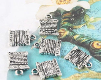 26pcs antiqued silver SILK CORD pendant charm G1211